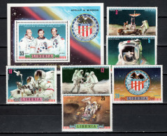 Liberia 1972 Space, Apollo 16 Set Of 6 + S/s MNH - Africa