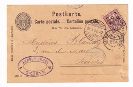 Carte Postale 1894 Suisse Albert Bruel Genève Reims Marne Madères Blandy Vin Wine - Storia Postale