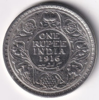 BRITISH INDIA SILVER COIN LOT 225, 1 RUPEE 1916, AUNC, SCARE - Indien