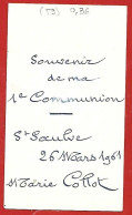 Saint-Saulve (59) 26-03-1961 Marie Collot 1ère Communion 2scans - Imágenes Religiosas