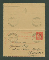 FR-CARTE-LETTRE N°283-CL1 - DATE 446 - TYPE PAIX  50C ROUGE SUR CHAMOIS -CACHET AMIENS R.P. 25/01/1936 - ETAT** - Letter Cards