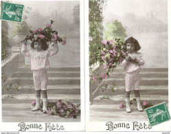 2 Cartes - Enfant Au Bouquet - Portraits