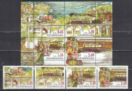 Bulgaria 2018 - 130 Years Of The Bulgarian State Railway: Trains, Mi-Nr. 5374/77+Bl. 458, MNH** - Ungebraucht