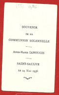 Saint-Saulve (59) 24-05-1936 Anne-Marie Ianougis Communion Solennelle 2scans - Imágenes Religiosas