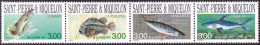 SAINT PIERRE AND MIQUELON 1997 FISH STRIP OF 4** - Fishes