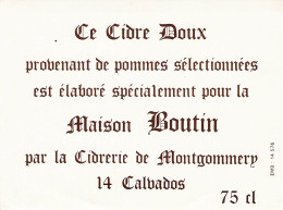 ALIMENTATION ETIQUETTES ALCOOL CIDRE DOUX MAISON BOUTIN SAINTE FOY MONTGOMMERY CALVADOS 9 X 12 CM - Alcoholes Y Licores