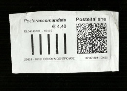 Affrancatura Meccanica - Posta Prioritaria Ufficio Genova Centro Euro 4.40 - Franking Machines (EMA)