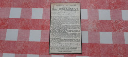 Emile Lannoy Geb. Halewyn 20/11/1879 - Getr. M. Vanmalcote- Leermeester-Voorzitter - Gest. Menen 15/04/1945 - Devotion Images