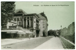 19 - B7736CPA - TULLE - Le Theatre Et Quai De La République , (gd Café Du Theatre ) - Très Bon état - CORREZE - Tulle