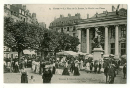 44 - T5656CPA - NANTES - La Place De La Bourse - Le Marché Aux Fleurs - Bon état - LOIRE-ATLANTIQUE - Nantes