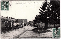 2 - B25210CPA - GIZY - LAON - Rue De La Gare - Bon état - AISNE - Autres & Non Classés