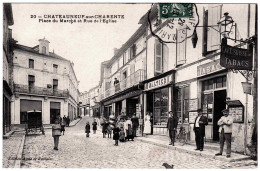 16 - B25075CPA - CHATEAUNEUF SUR CHARENTE - Place Du Marché Et Rue De L'Eglise - Parfait état - CHARENTE - Chateauneuf Sur Charente