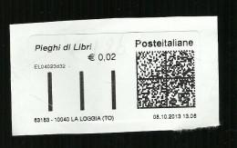 Affrancatura Meccanica - Pieghi Di Libri Da Ufficio La Loggia ( Torino ) Euro 0,02 - Frankeermachines (EMA)