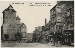 61 - B30502CPA - LA FERTE MACE - Place Eglise Et Rue De La Teinture - Tabac SEREE PRUNIER  - Felix Potin - Parfait état - La Ferte Mace