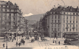 Suisse - GENÈVE - La Rue Du Mont-Blanc - Hôtel Suisse - Tramway Avec Pub Pianos Souvairan - Ed. Jullien J.J. 236 - Genève