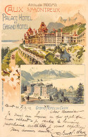 CAUX (VD) Litho -  Palace Et Grand Hôtel De Caux - Ed. Artistiches Institut Orell Füssli  - Autres & Non Classés