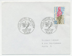 Cover / Postmark France 1970 Fight Against Cancer - Rose - Other & Unclassified