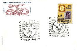 ITALIA ITALY - 1962 ROMA Cent. Poste Italiane Su Cartolina Speciale - 686 - Expositions Philatéliques