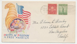 Illustrated Cover USA 1943 Fruits Of Freedom - A Free America - Frutas