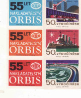 Czech Republic, 6 Matchbox Labels, ORBIS - Publishing House - 55 Years, 50 Years Revolution - Ship, Propaganda - Boites D'allumettes - Etiquettes