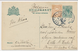 Briefkaart G. 91 I / Bijfrankering Zoeterwoude - Belgie 1918 - Ganzsachen