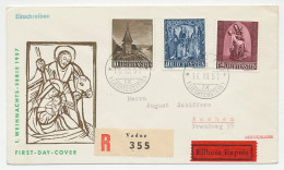 Registered Cover / Postmark Liechtenstein 1957 Christmas - Madonna And Child - Chapel - Pieta - Autres & Non Classés