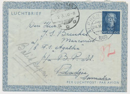 Luchtpostblad G. 3 Alphen - Ned. Indie 1950 - Doorgezonden - Entiers Postaux