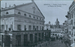 Cs485 Cartolina Fotografica Genova Citta'teatro Carlo Felice E Piazza De Ferrari - Genova (Genua)