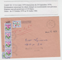 RARE TARIF RECLAMATION CONCERNANT OBJETS CHARGES TAXE 5.50FRS RHONE ENV 1980 RILLEUX LA PAPE - 1961-....