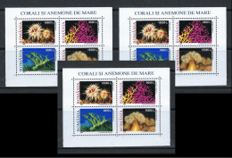 ● ROMANIA 2001 ֍ Fauna : Coralli E Anemoni ️● BF N.°  259 ** X 3 ️● Cat. 24,00 € ️● L. XX ️● - Blocks & Sheetlets