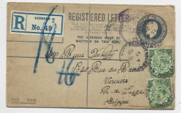 ENGLAND ENTIER REG LETTER 3 1/2D +1/2X2 REC HEBBURN 1920 TO BELGIQUE - Briefe U. Dokumente