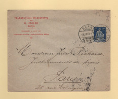 Suisse - Entier Postal - Telegraphen Werkstatte - Hasler - Bern - 1909 - Destination France - Entiers Postaux