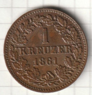 GERMANIA GERMAN STATES 1 KREUZER 1861 NASSAU BELLA CONSERVAZIONE - Petites Monnaies & Autres Subdivisions