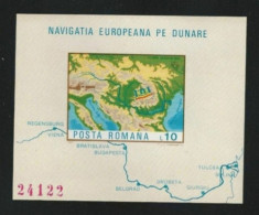 ● ROMANIA 1977 ROMANA ֍ Navigazione Europea Del Danubio ● BF N.° 130a ** ● Cat. 120 € ● NON Dentellato ● 550 ● - Blocs-feuillets