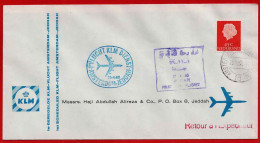 KLM Flug  Amsterdam - Jeddah Vom 26.4. 60 - Ankunftsstempel Auf Der Vorderseite  Des Beleges - Cartas & Documentos