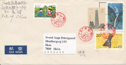 P. R. Of China Cover Sent To Denmark 31-8-1996 Topic Stamps - Storia Postale