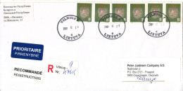 Lithuania Registered Cover Sent To Denmark Vilnius 29-12-2001 - Litouwen