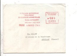 EMA DISQUES ACROPOLE "KALINKA" CHOEURS DE L'ARMEE ROUGE PARIS 114 1963 - EMA ( Maquina De Huellas A Franquear)
