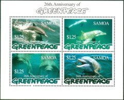 SAMOA 1997 GREENPEACE S/S OF 4, MARINE MAMMALS** - Delfines