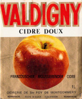 ALIMENTATION ETIQUETTES VALDIGNY CIDRE DOUX CIDREDRIE SAINTE FOY MONTGOMMERY 10 X 12 CM - Alcools & Spiritueux