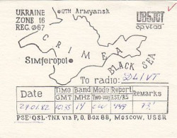 AK 213263 QSL - USSR - Ukraine - Simferopol - Radio-amateur