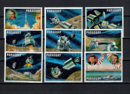 Paraguay 1970 Space, Apollo 11 Moonlanding, JFK Kennedy, Wernher Von Braun Set Of 9 MNH - Amérique Du Sud