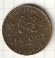 ALBANIA 0,05 LEK 1940 - Albanien