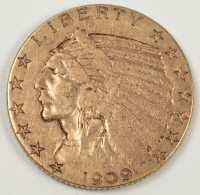 Pièce De 5 Dollars En Or Des États-Unis, Tête D'Indien, 1909, VF - 1979-1999: Anthony