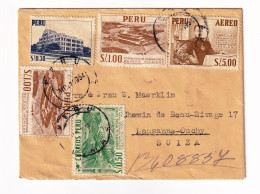 Lettre 1954 Lima Pérou Peru Lausanne Ouchy Suisse Suiza Aero Schinkel - Peru