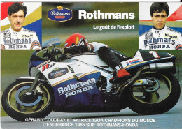 GÉRARD COUDRAY Et PATRICK IGOA Champions Du Monde D'Endurance 1985 Sur ROTHMANS-HONDA - Moto Sport