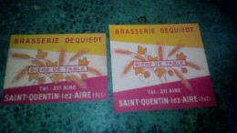 Pas De Cala Saint Quentin Lez Aire Lot X 2 Etiquettes De Bière Différentes De Table  Brasserie Dequiedt - Cerveza