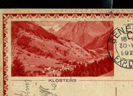 Carte Illustrée Obl. N° 123 - 011 ( KLOSTERS ) Obl. GENEVE 30/08/1929 - Stamped Stationery