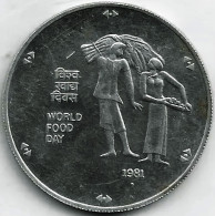 INDIA SILVER COIN LOT 501, 100 RUPEES 1981, WORLD FOOD DAY, FAO, UNC, SCARE - Indien