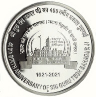 INDIA SILVER COIN LOT 502, 400 RUPEES 2021, GURU TEG BAHADUR JI, UNC, SCARE - India